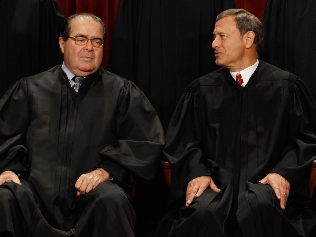 "Now they'll like us better!" Note Scalia's amiable, clenched left fist.