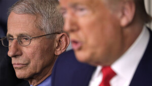 WASHINGTON, DC - FEBRUARY 29: U.S. President Donald Trump speaks as National Institute for Allergy and Infectious Diseases Director Anthony Fauci listens during a news conference at the James Brady Press Briefing Room at the White House February 29, 2020 in Washington, DC. Department of Health in Washington State has reported the first death in the U.S. related to the coronavirus. (Photo by Alex Wong/Getty Images)